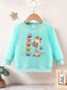 Emerald Baby Girl's New Sweatshirt For Winter/Autumn, Cartoon Owls Giraffe Butterfly Pattern Print Long Sleeve Crew Neck Top SS6096B